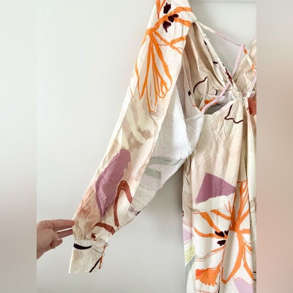 ASOS Edition Strapping Detail Maxi Dress in Stone Art Floral - Size 6 - Picture 5 of 7